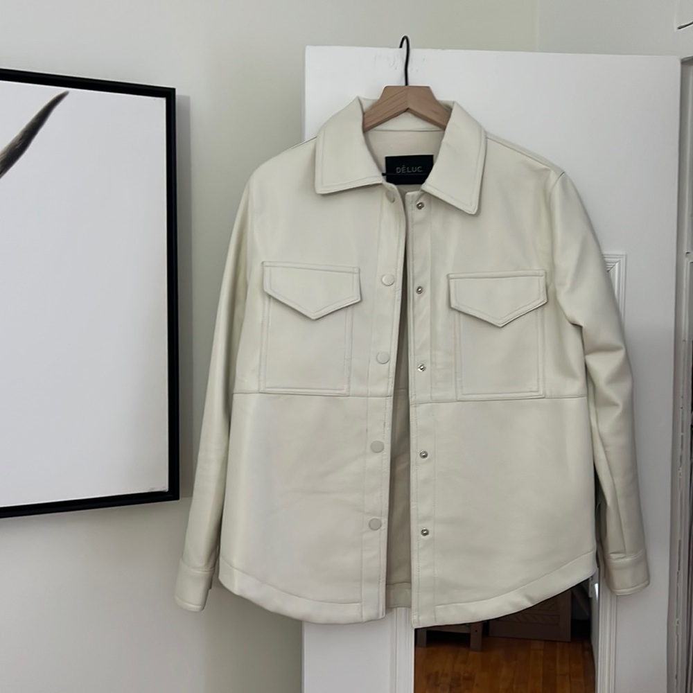 Deluc Cream Pleather Jacket - Wool Lined - M